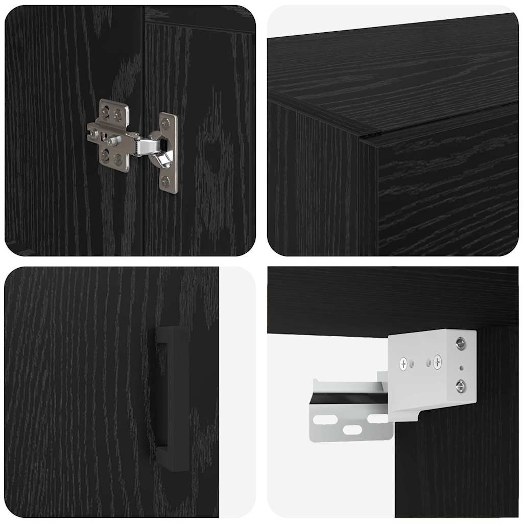 Væghængt skab 2 stk. Sort eg 69,5 x 34 x 90 cm Konstrueret træ