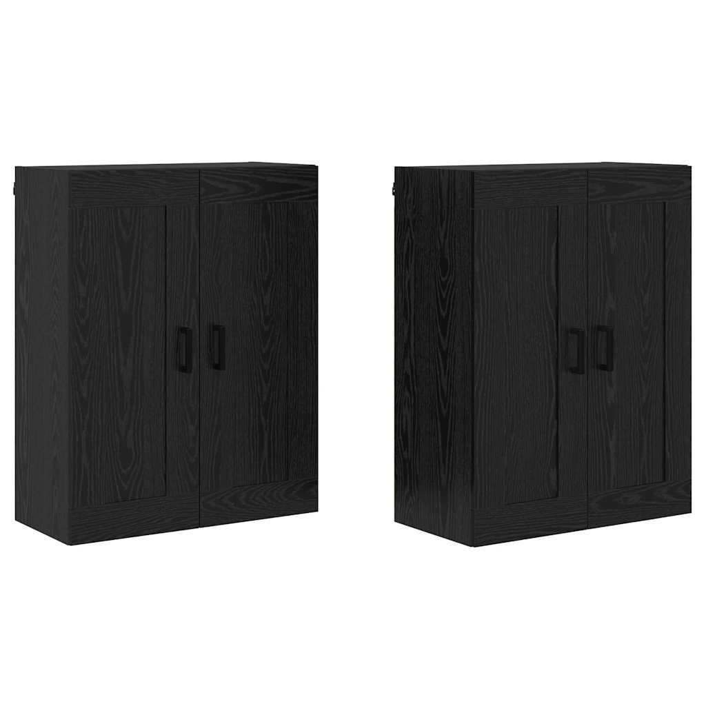 Væghængt skab 2 stk. Sort eg 69,5 x 34 x 90 cm Konstrueret træ