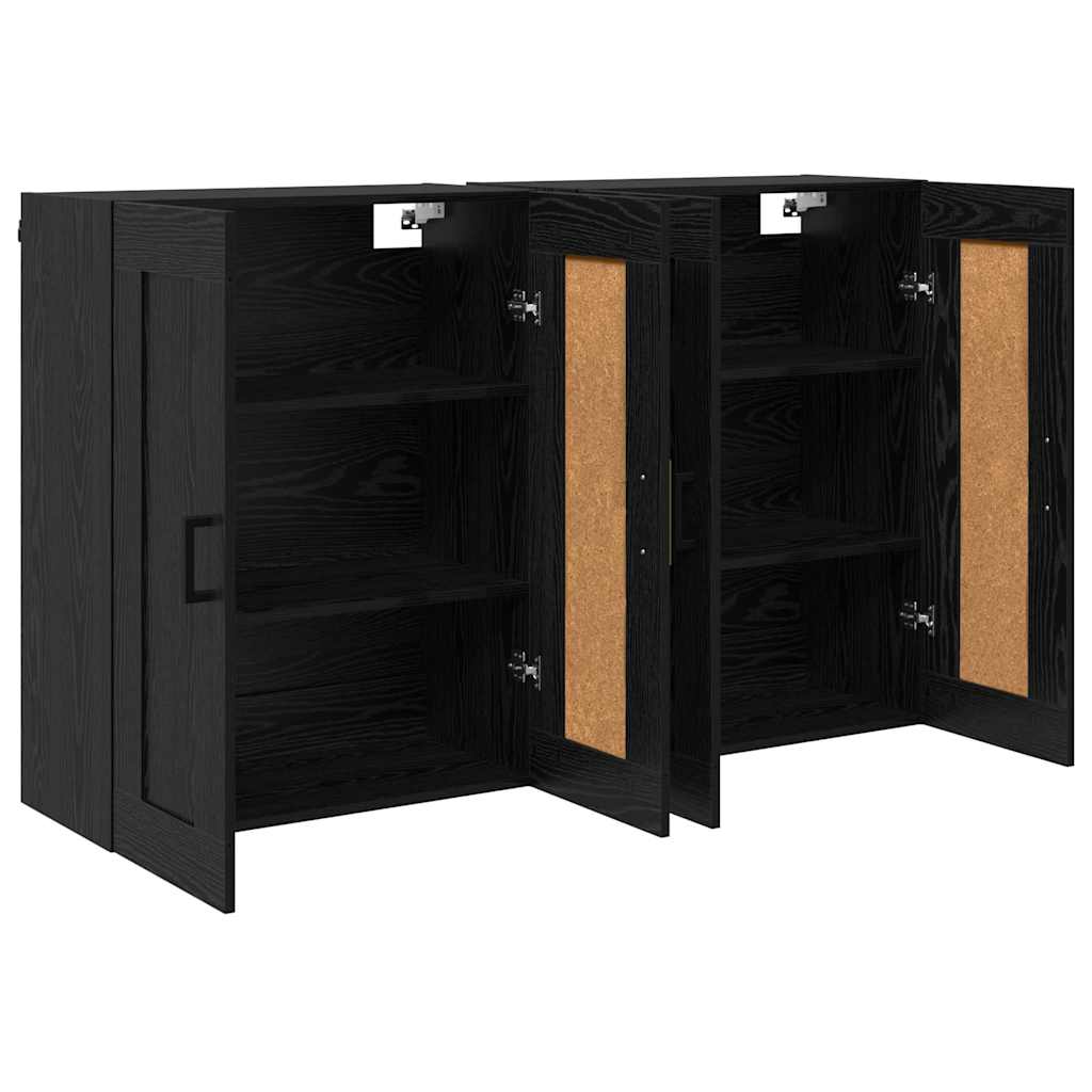 Væghængt skab 2 stk. Sort eg 69,5 x 34 x 90 cm Konstrueret træ