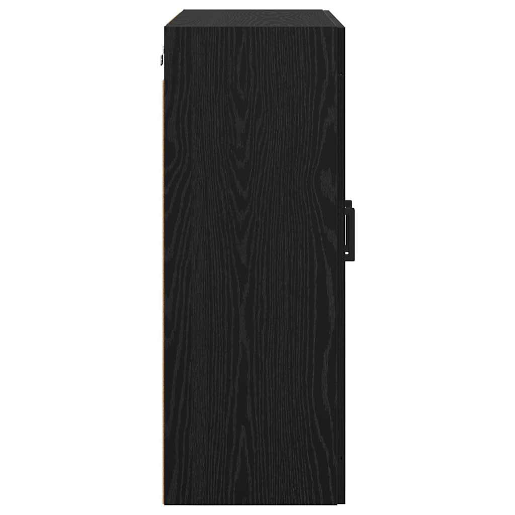 Væghængt skab 2 pcs Sort eg 69,5 x 34 x 90 cm Konstrueret træ
