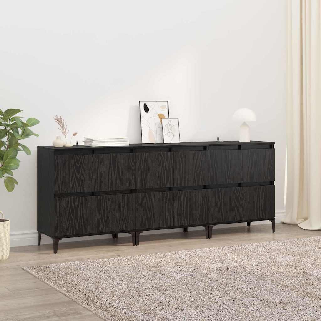 Sideboards 3 stk. Sort eg 60 x 35 x 70 cm Konstrueret træ
