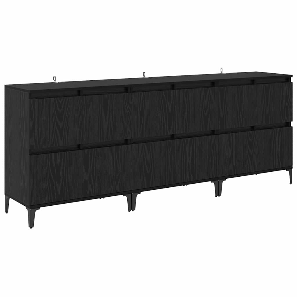 Sideboards 3 stk. Sort eg 60 x 35 x 70 cm Konstrueret træ