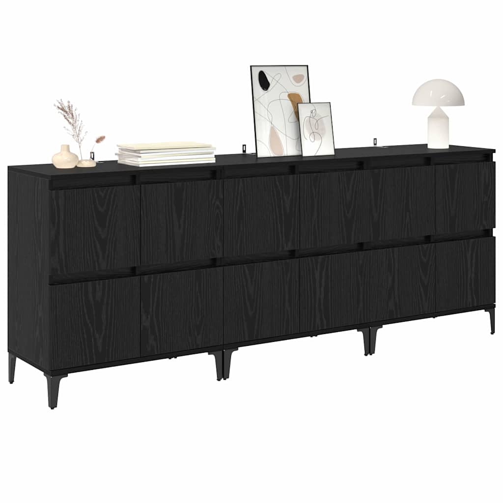 Sideboards 3 pcs Sort eg 60 x 35 x 70 cm Konstrueret træ