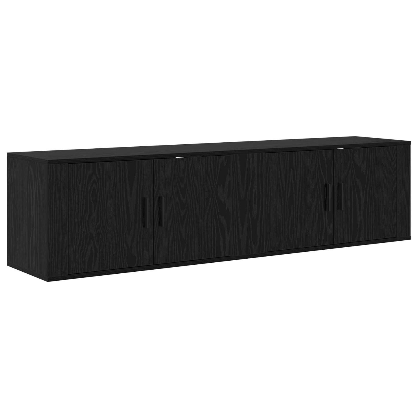 Væghængt TV-skab sæt 2 pcs Sort eg 80 x 34,5 x 40 cm