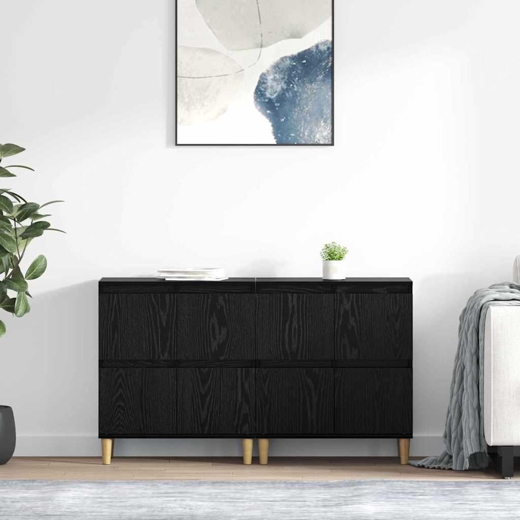 Sideboards 2 pcs Sort eg 60 x 35 x 70 cm Konstrueret træ