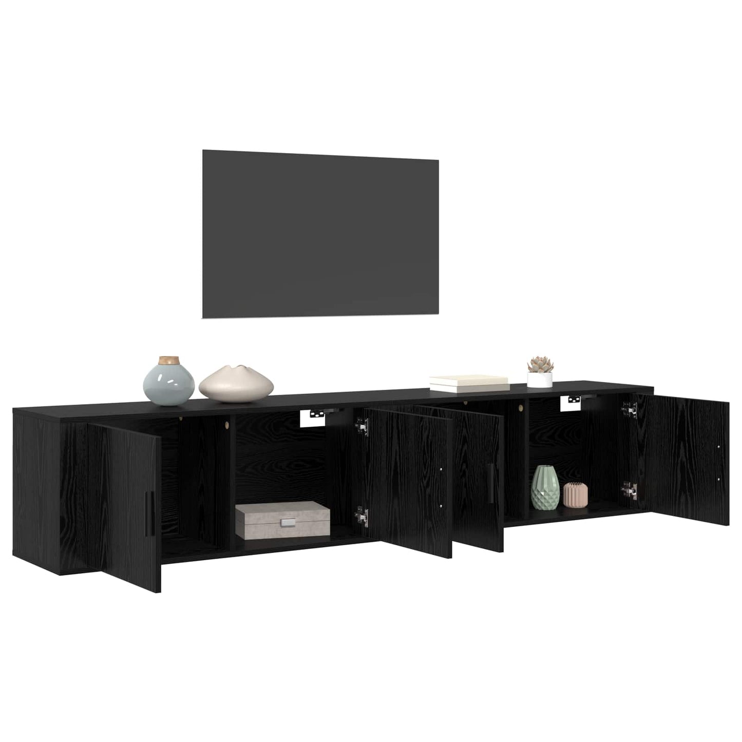 Væghængt TV-skab sæt 2 pcs Sort eg 100 x 34,5 x 40 cm