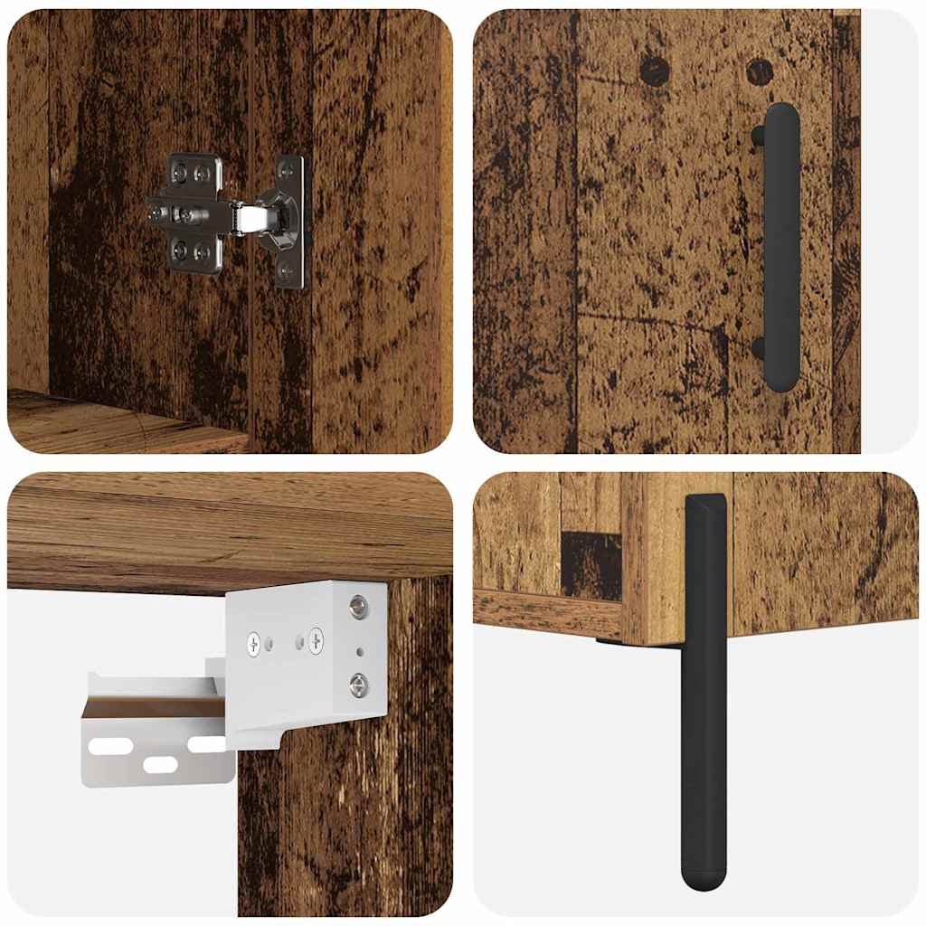 Highboard 2 pcs Gammelt træ Konstrueret træ