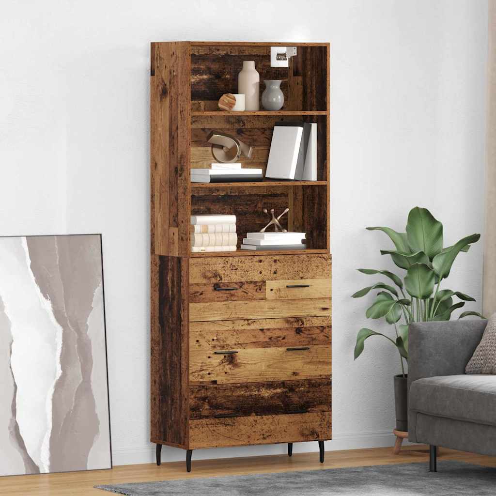 Highboard med skuffe 2 pcs Gammelt træ Konstrueret træ