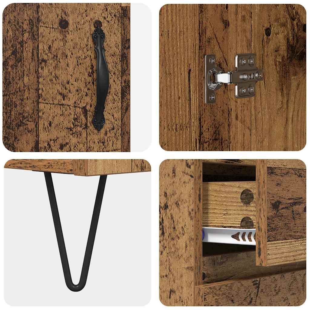Highboard med skuffe 2 pcs Gammelt træ Konstrueret træ