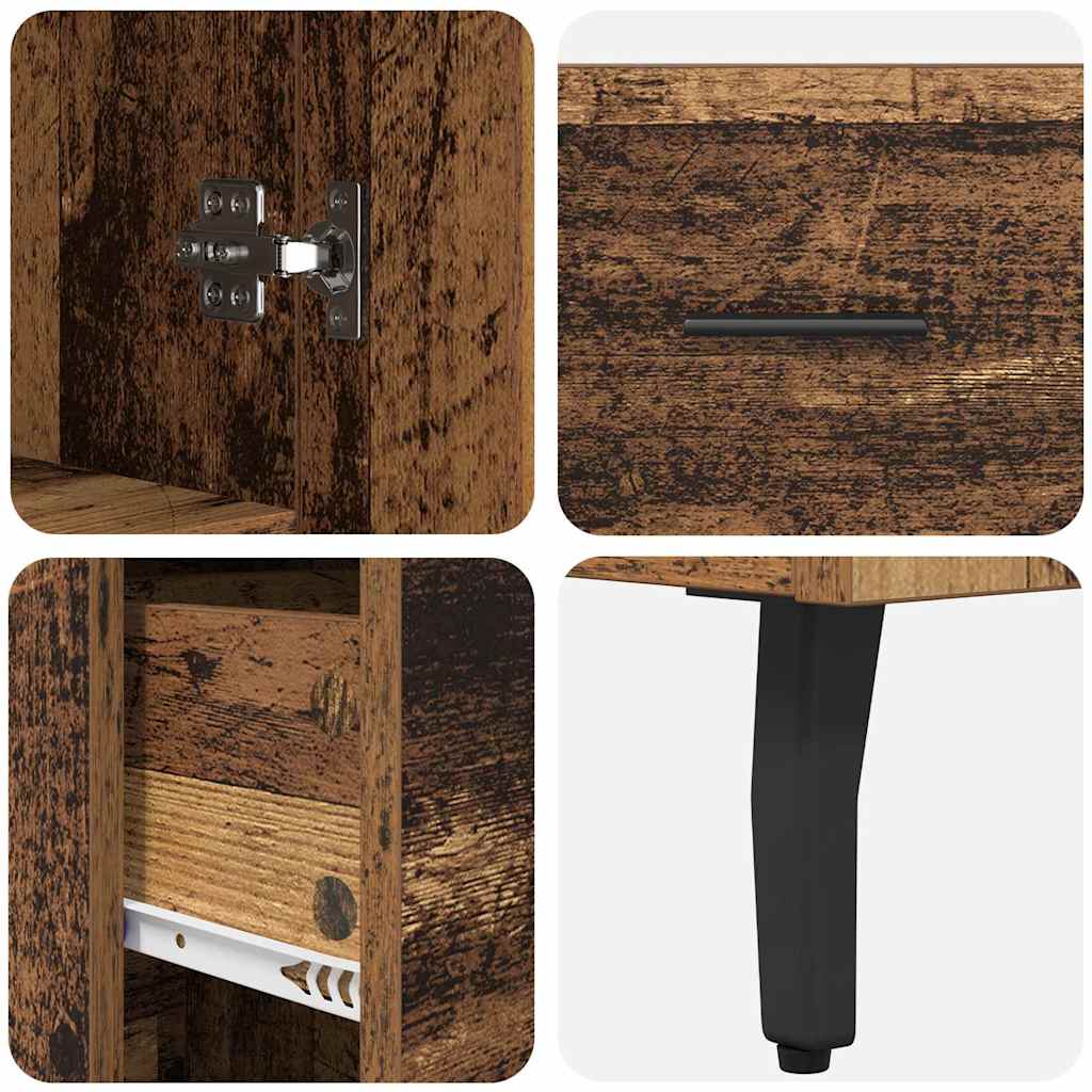Highboard med skuffe 2 pcs Gammelt træ Konstrueret træ