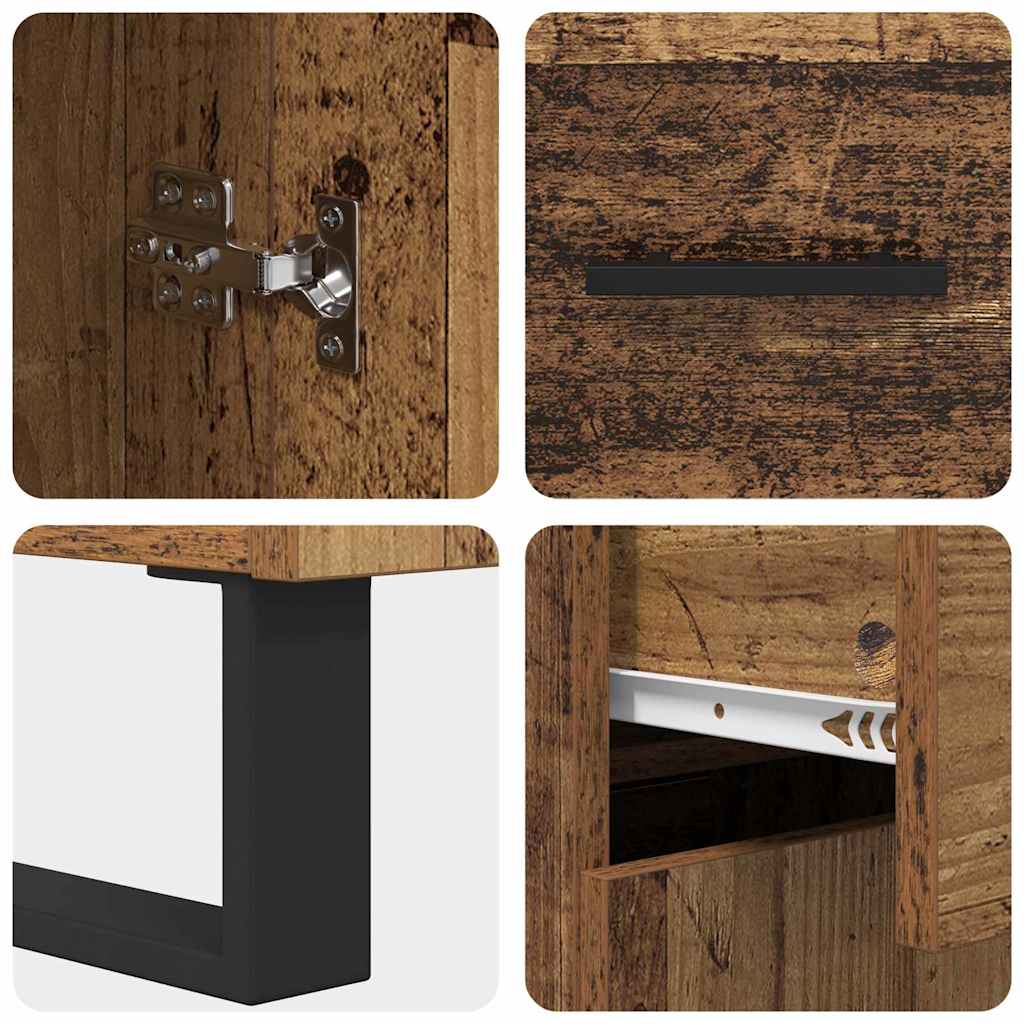 Highboard med skuffe 2 pcs Gammelt træ Konstrueret træ