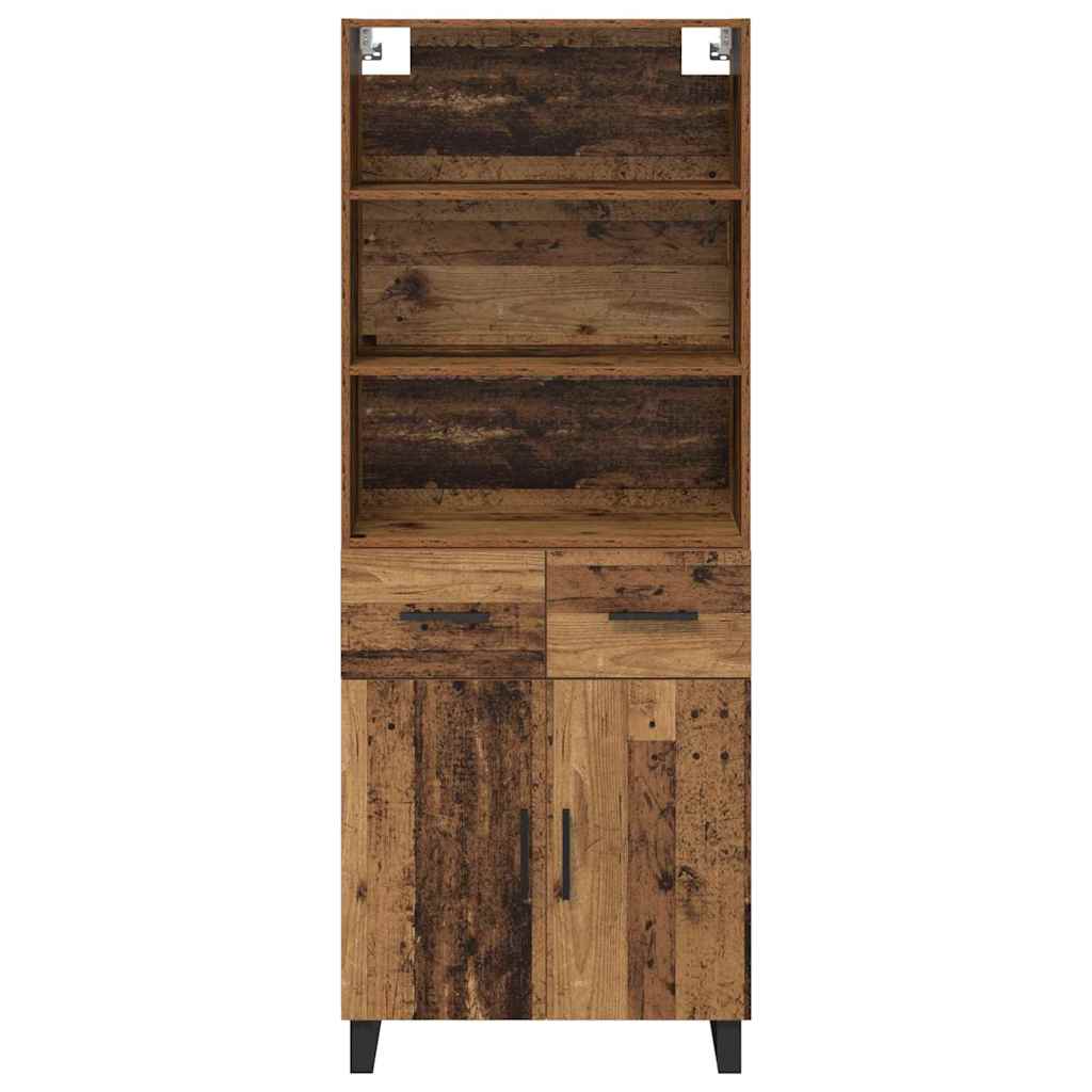 Highboard med skuffe 2 pcs Gammelt træ Konstrueret træ