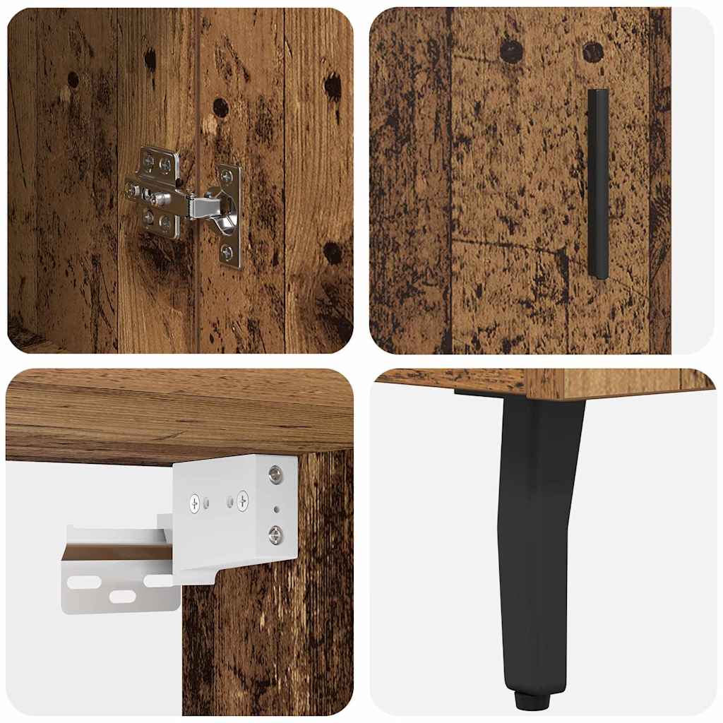 Highboard 2 pcs Gammelt træ Konstrueret træ