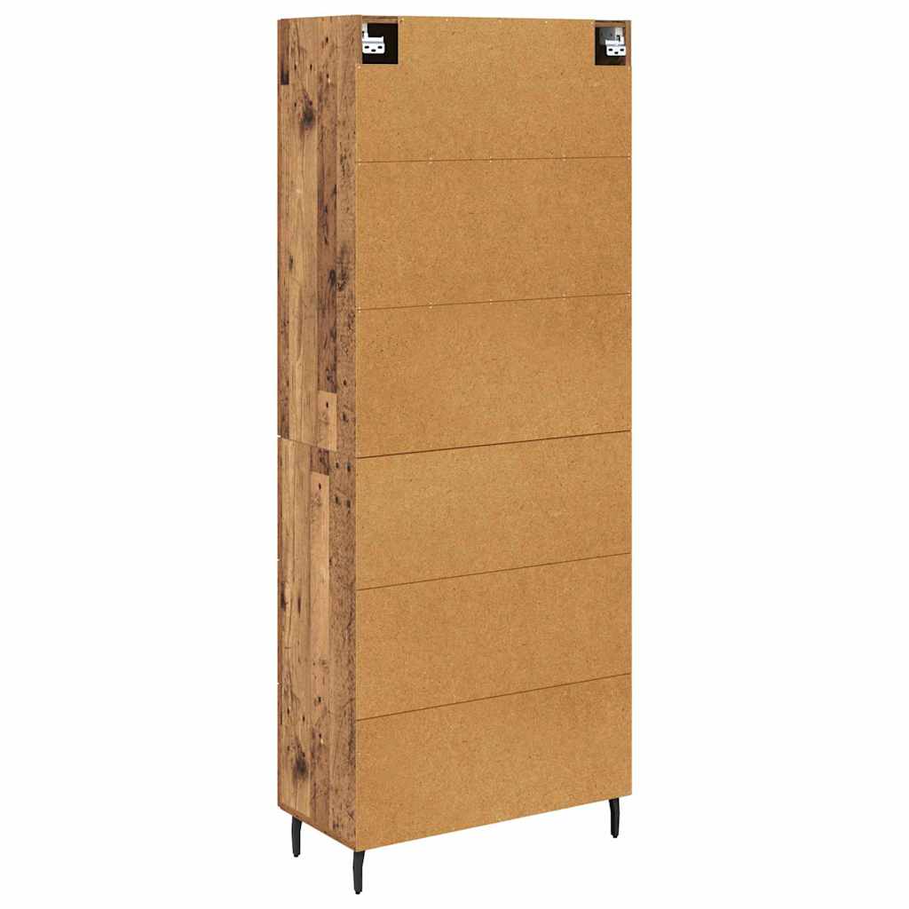 Highboard med skuffe 2 pcs Gammelt træ Ingeniørtræ og glas