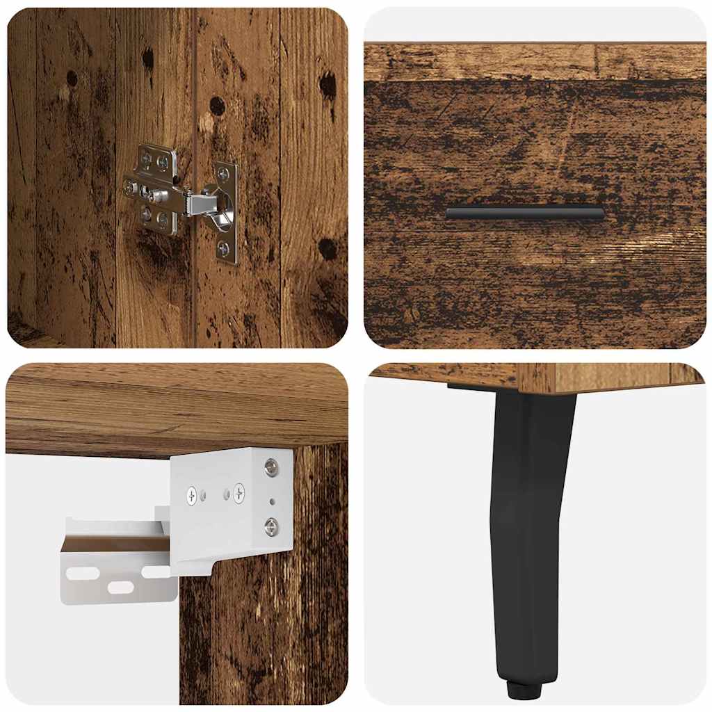 Highboard 2 pcs Gammelt træ Konstrueret træ
