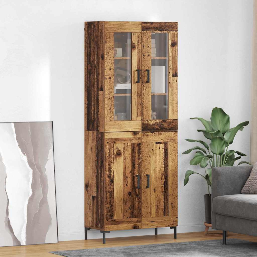 Highboard 2 pcs Gammelt træ Konstrueret træ