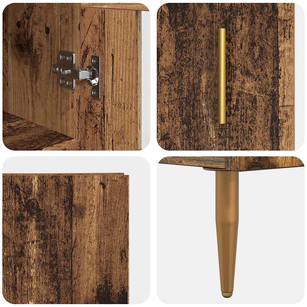 Highboard 2 pcs Gammelt træ Konstrueret træ