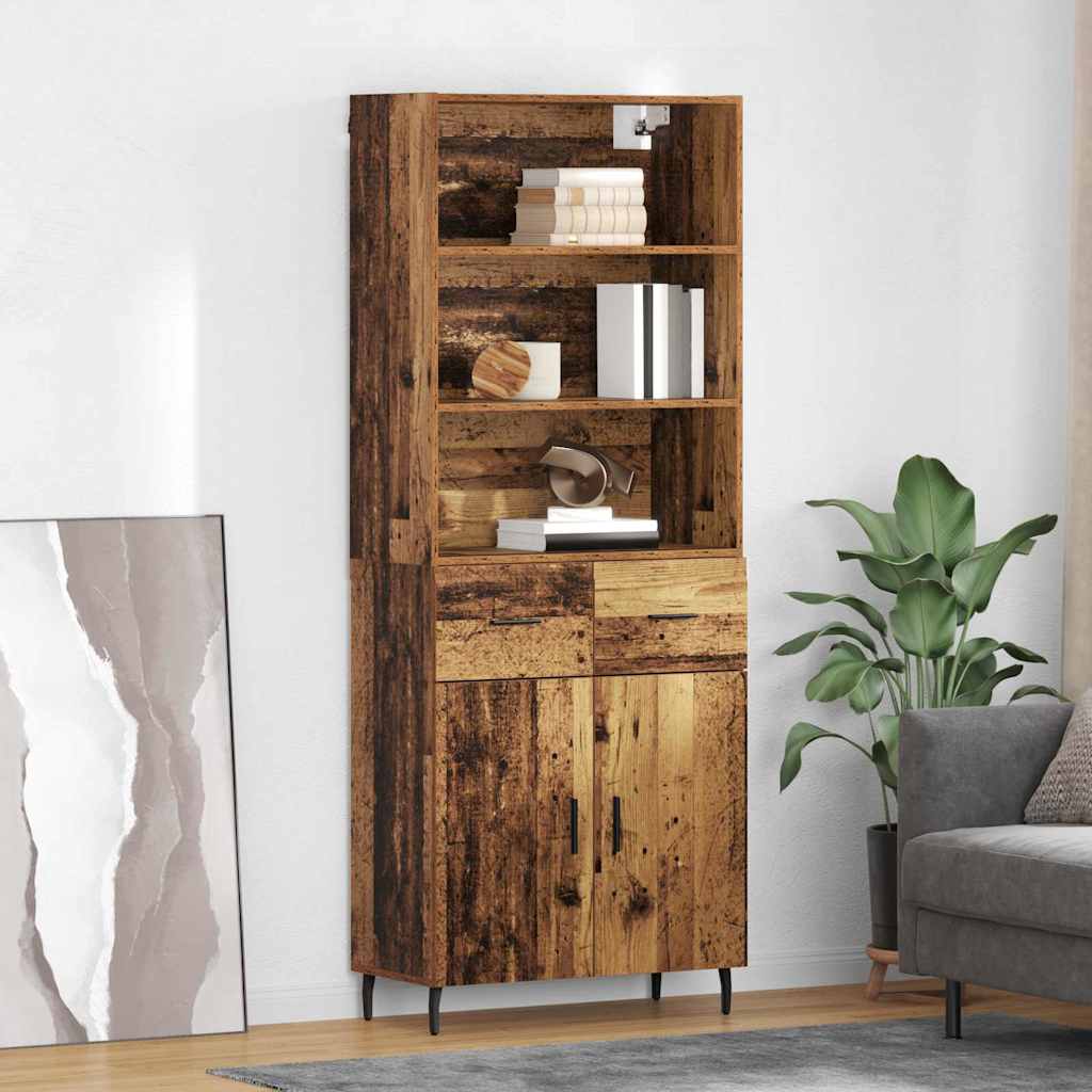 Highboard Gammelt træ 69,5 x 34 x 180 cm Ingeniørtræ og glas