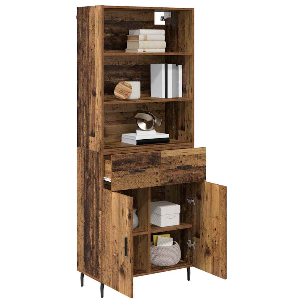 Highboard Gammelt træ 69,5 x 34 x 180 cm Ingeniørtræ og glas