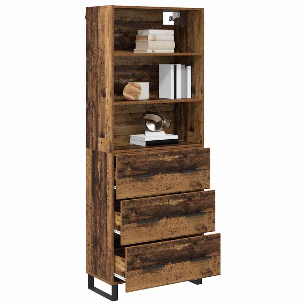 Highboard med skuffe 2 pcs Gammelt træ Konstrueret træ