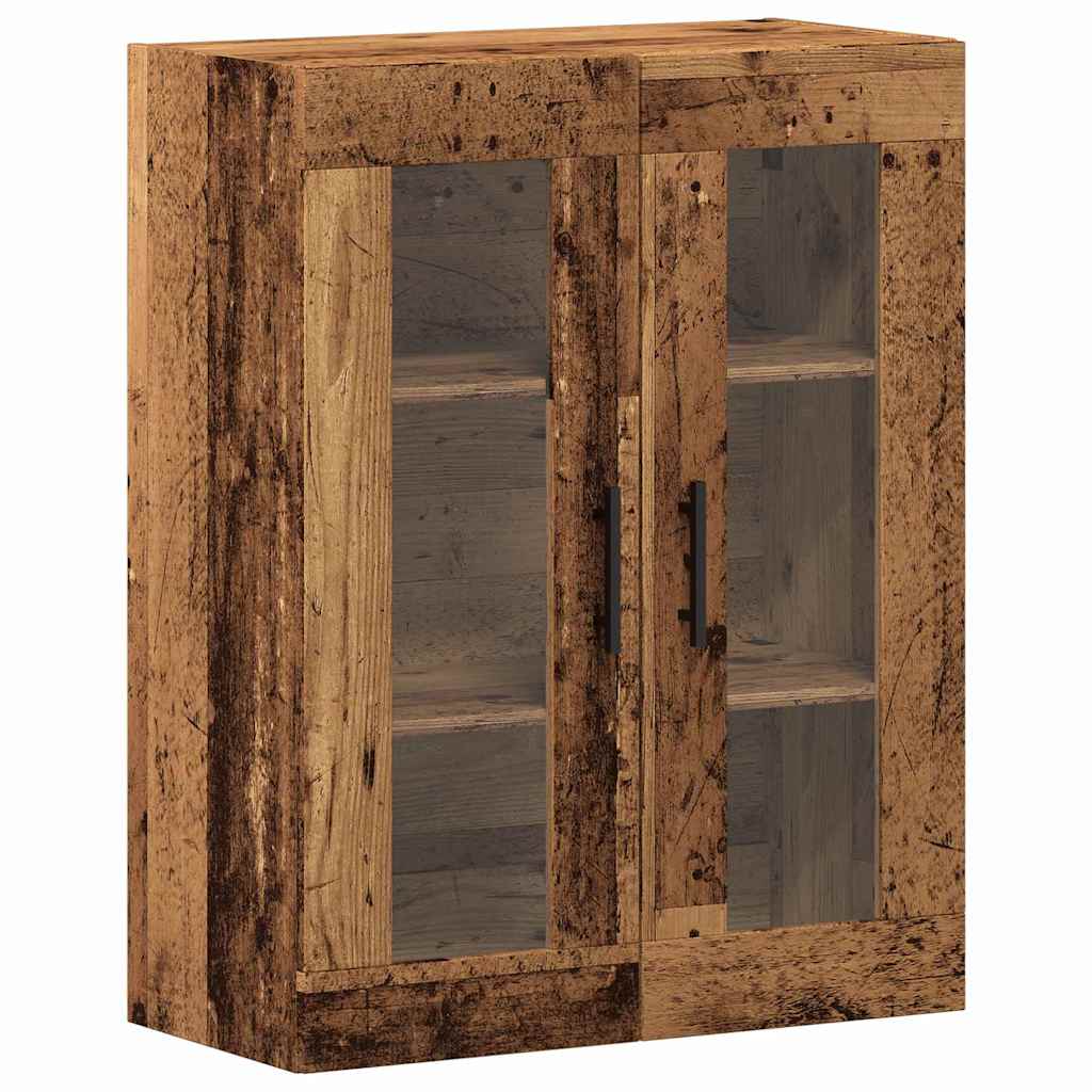 Highboard med skuffe 2 pcs Gammelt træ Ingeniørtræ og glas
