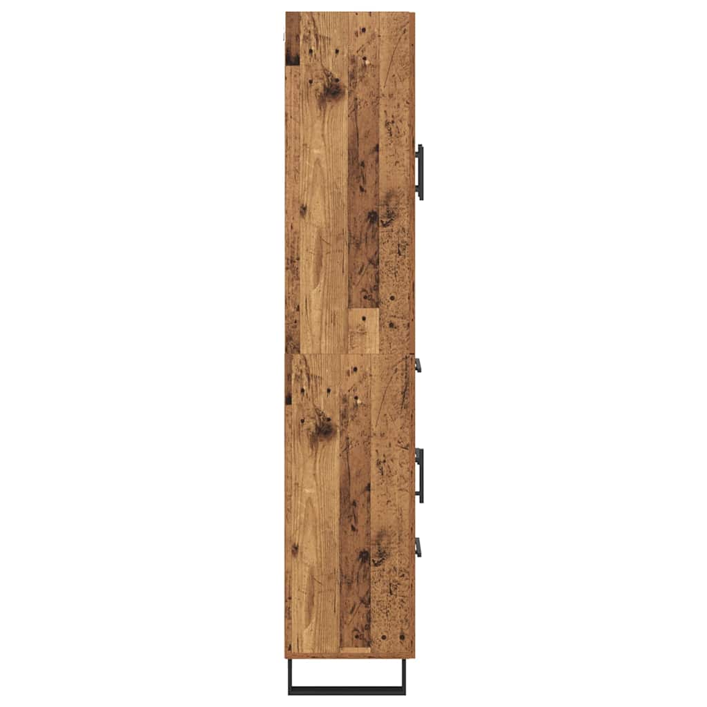Highboard med skuffe 2 pcs Gammelt træ Ingeniørtræ og glas