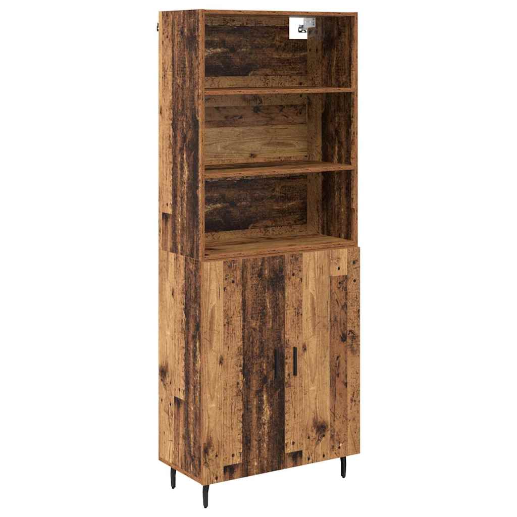 Highboard Gammelt træ 69,5 x 34 x 180 cm Ingeniørtræ og glas