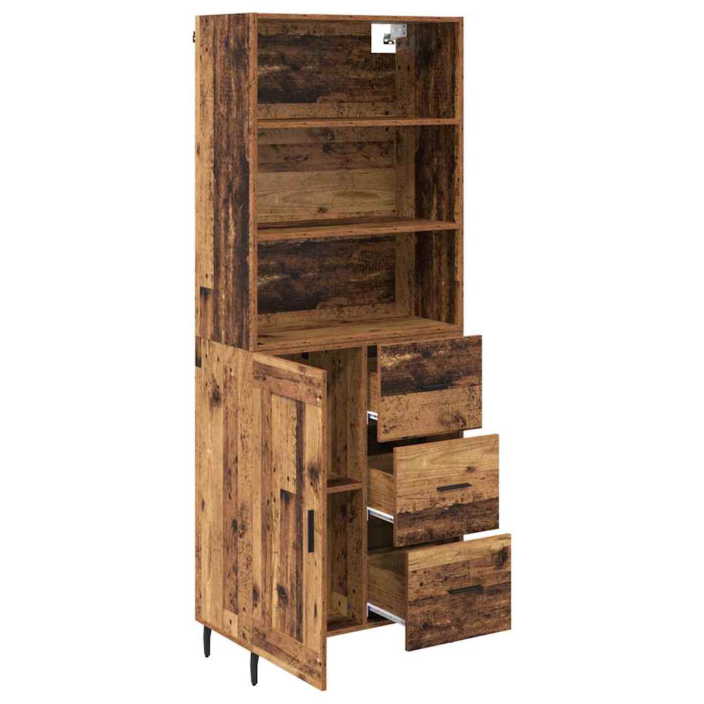 Highboard Gammelt træ 69,5 x 34 x 180 cm Ingeniørtræ og glas