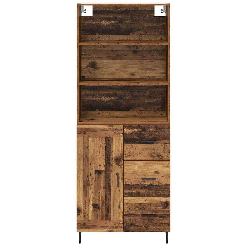 Highboard Gammelt træ 69,5 x 34 x 180 cm Ingeniørtræ og glas