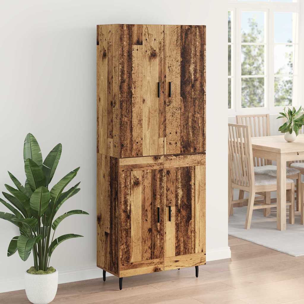 Highboard 2 pcs Gammelt træ Ingeniørtræ og glas
