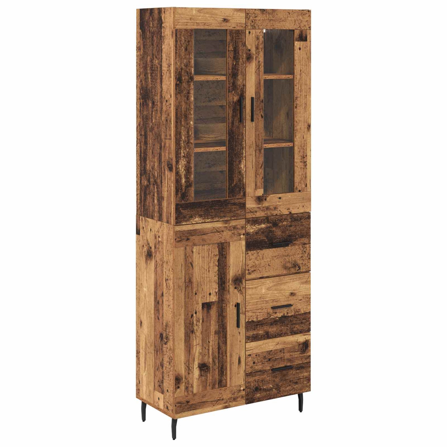 Highboard med skuffe 2 pcs Gammelt træ Konstrueret træ