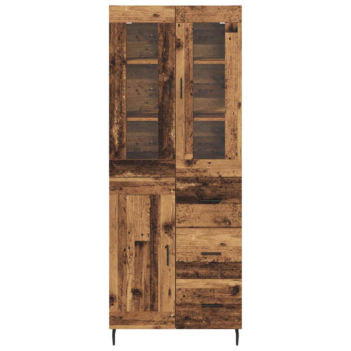 Highboard med skuffe 2 pcs Gammelt træ Konstrueret træ