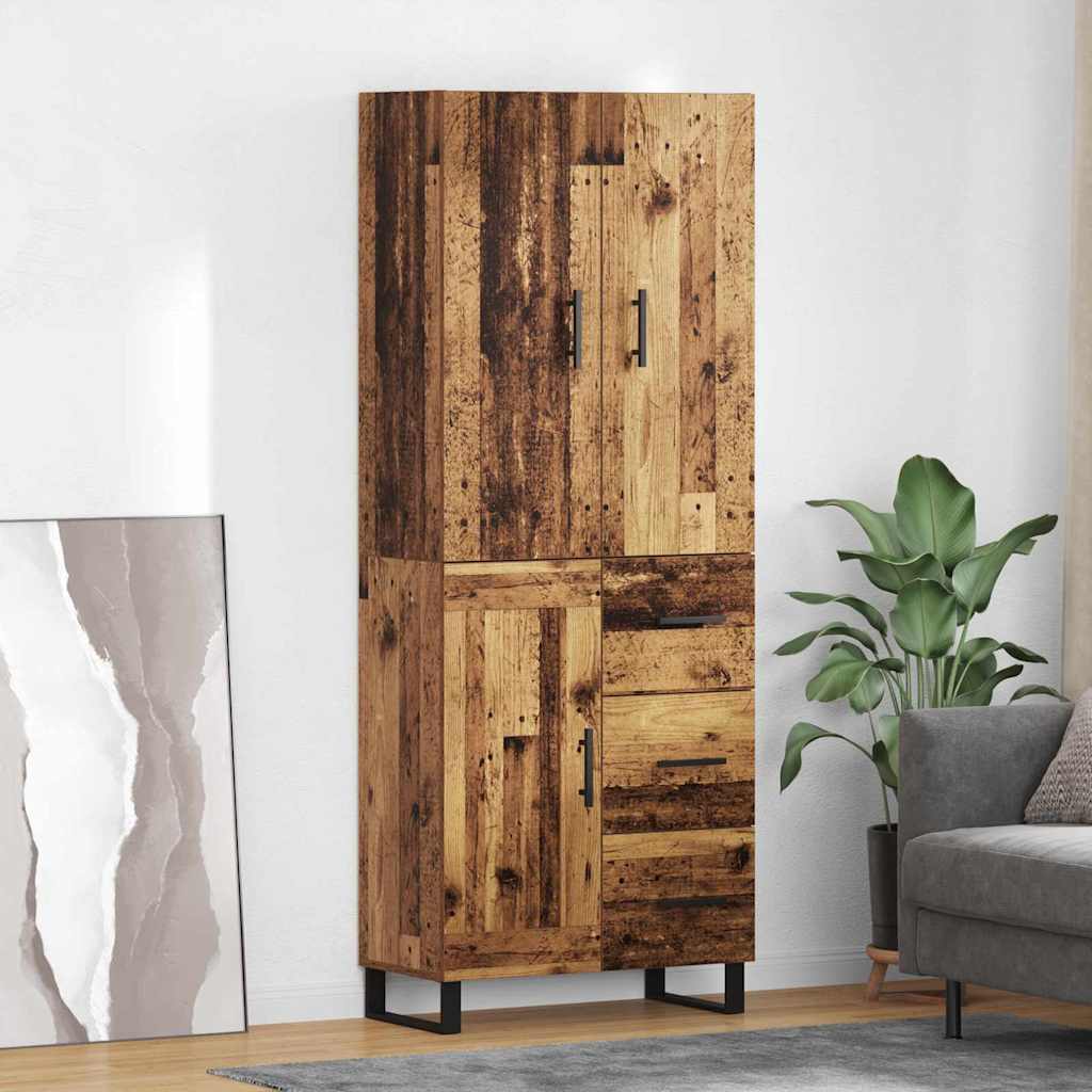 Highboard med skuffe 2 pcs Gammelt træ 69,5 x 34 x 180 cm