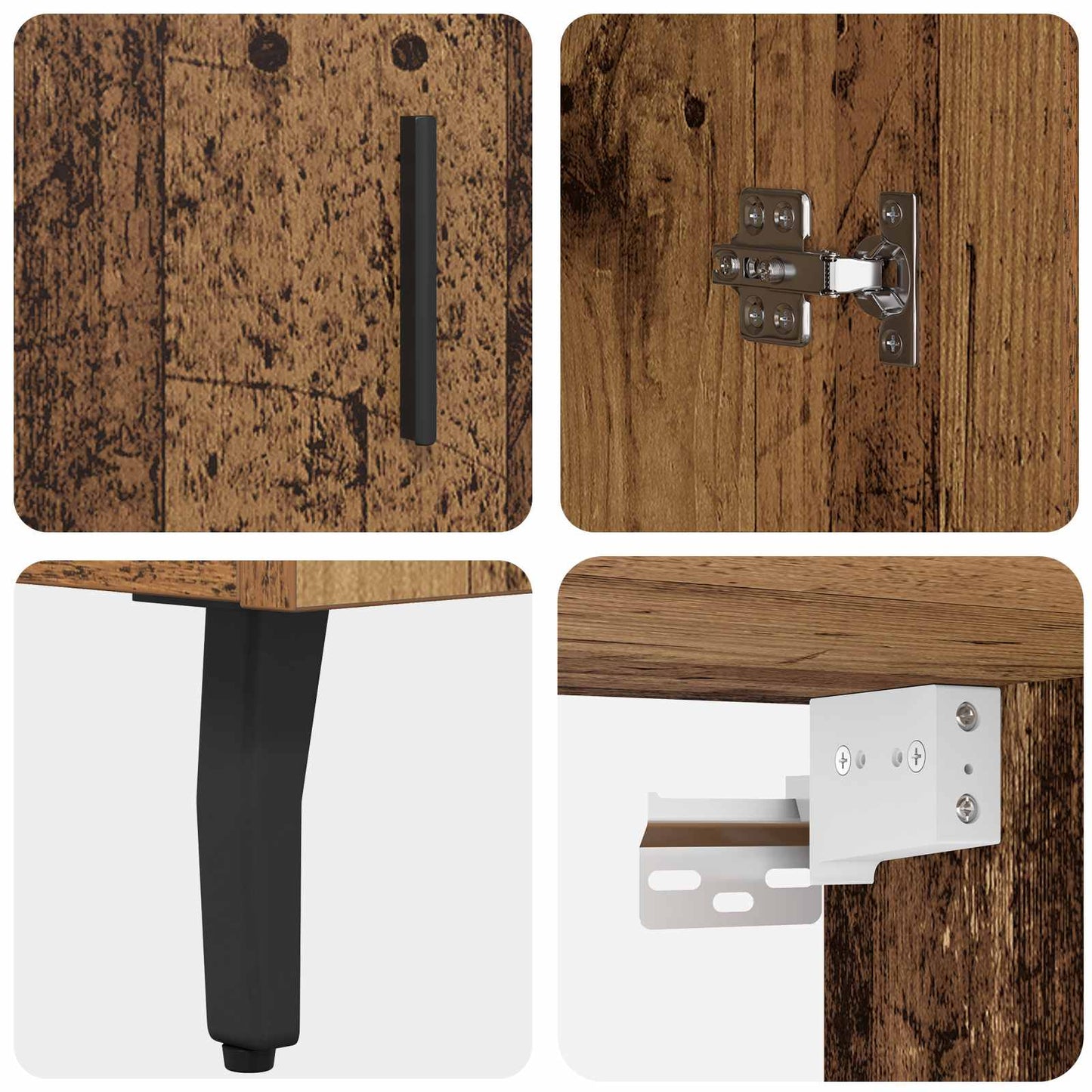 Highboard 2 pcs Gammelt træ Konstrueret træ