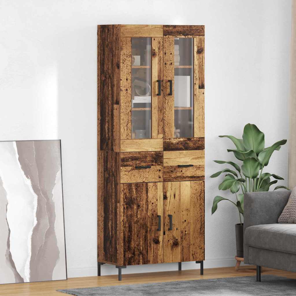 Highboard med skuffe 2 pcs Gammelt træ Konstrueret træ