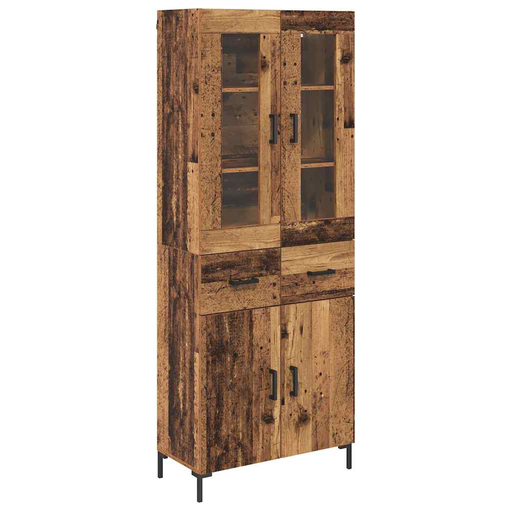 Highboard med skuffe 2 pcs Gammelt træ Konstrueret træ