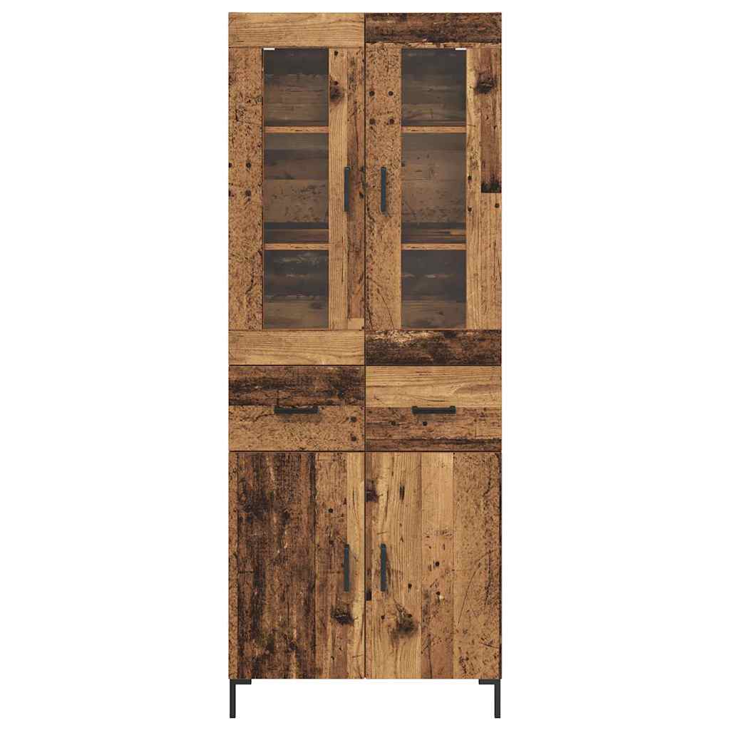Highboard med skuffe 2 pcs Gammelt træ Konstrueret træ