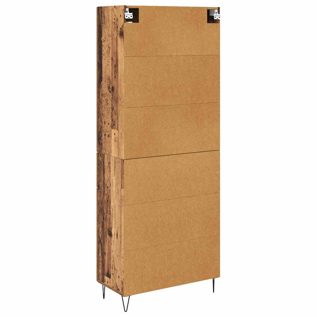 Highboard med skuffe 2 pcs Gammelt træ Konstrueret træ og glas