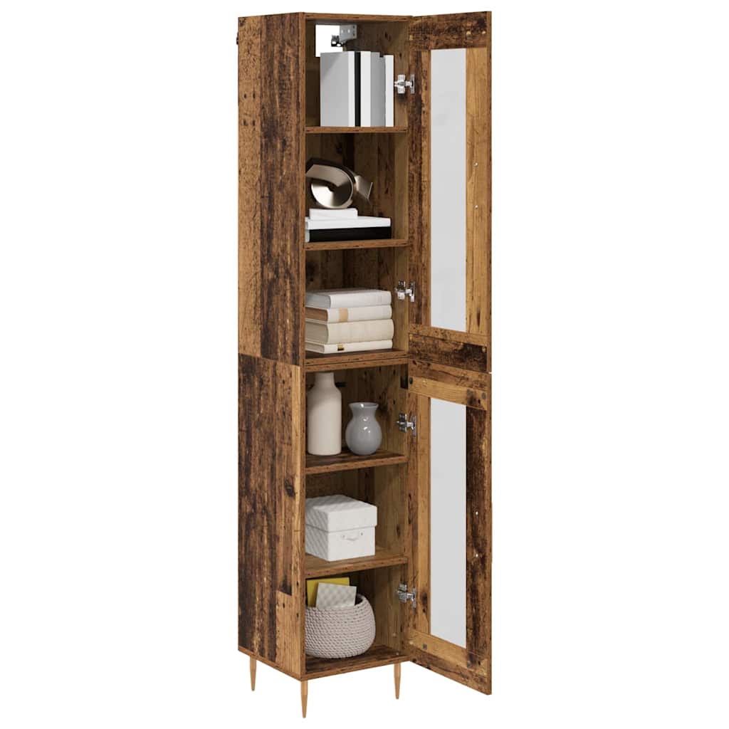 Highboard 2 pcs Gammelt træ Glas