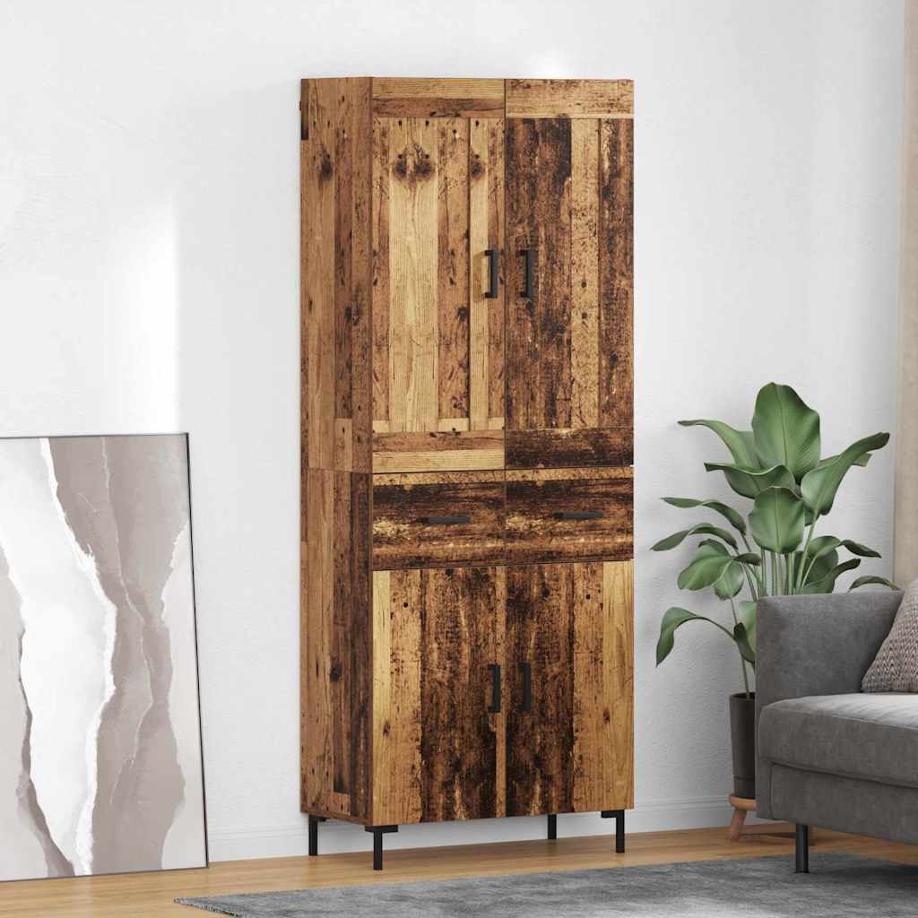 Highboard med skuffe 2 pcs Gammelt træ Konstrueret træ