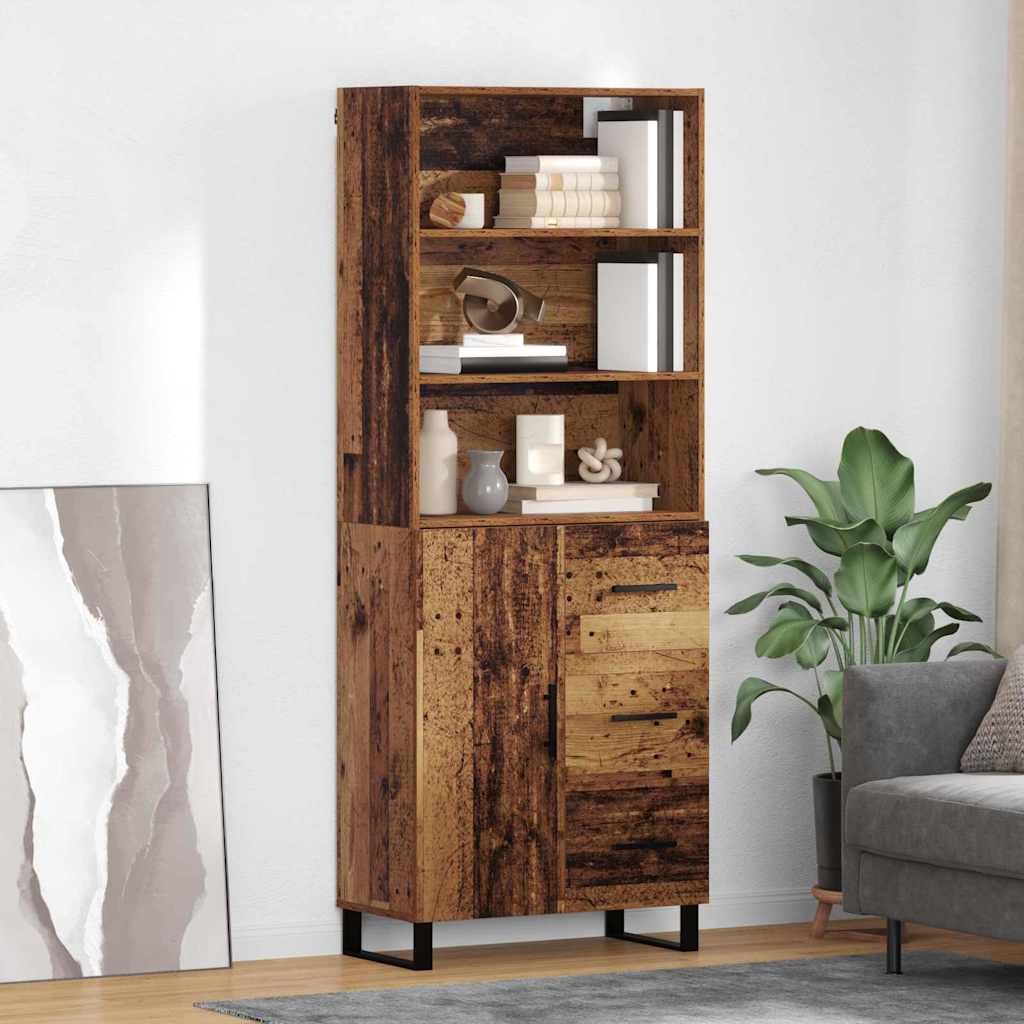 Highboard med skuffe 2 pcs Gammelt træ Konstrueret træ