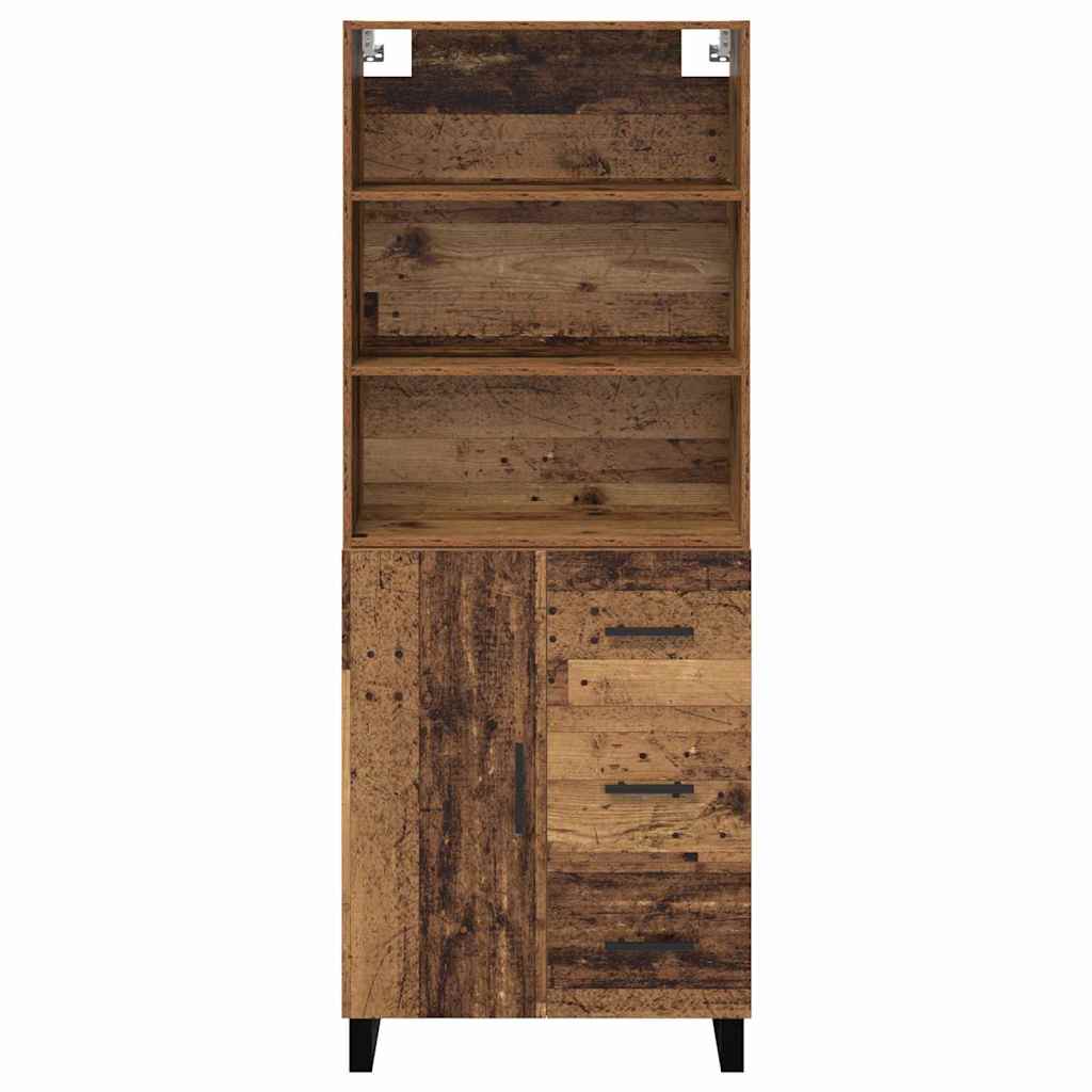 Highboard med skuffe 2 pcs Gammelt træ Konstrueret træ