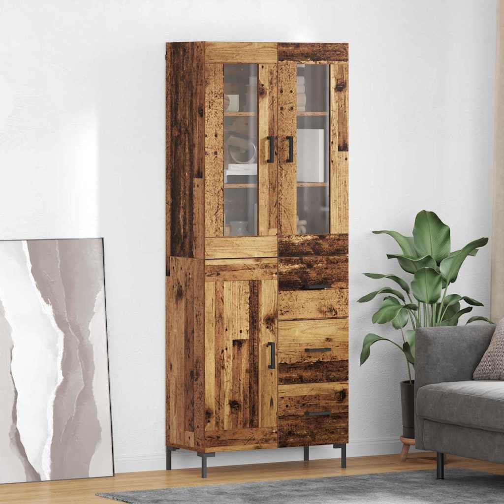 Highboard med skuffe 2 pcs Gammelt træ Konstrueret træ