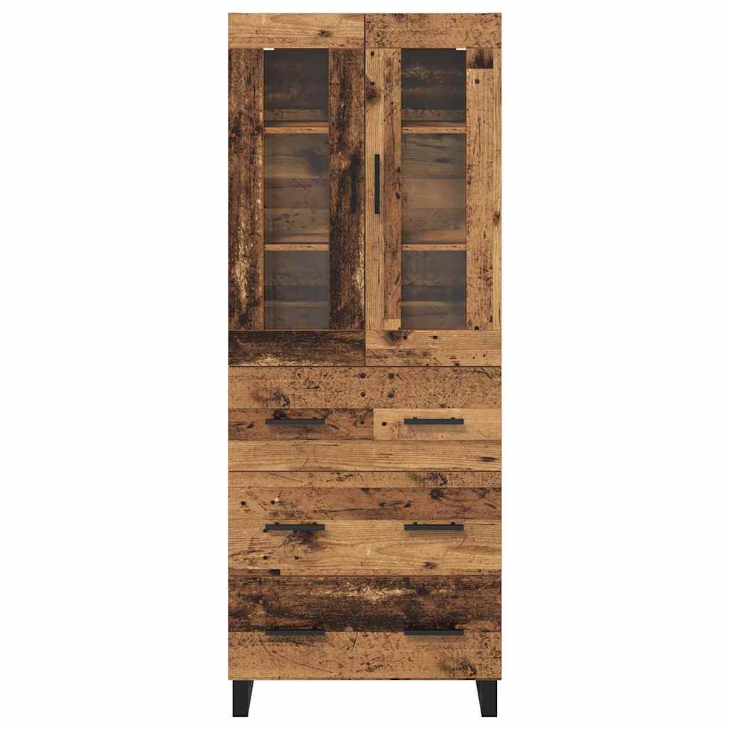 Highboard med skuffe 2 pcs Gammelt træ Konstrueret træ