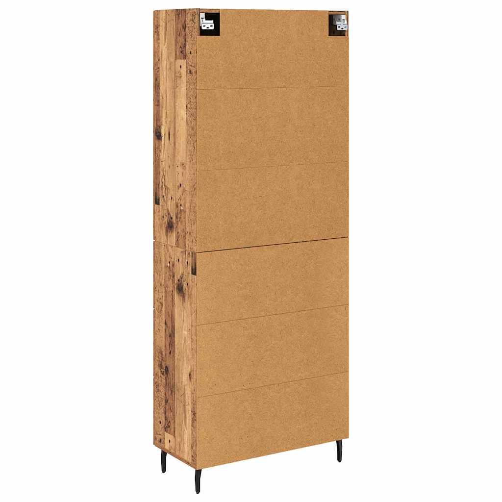 Highboard med skuffe 2 pcs Gammelt træ Ingeniørtræ og glas