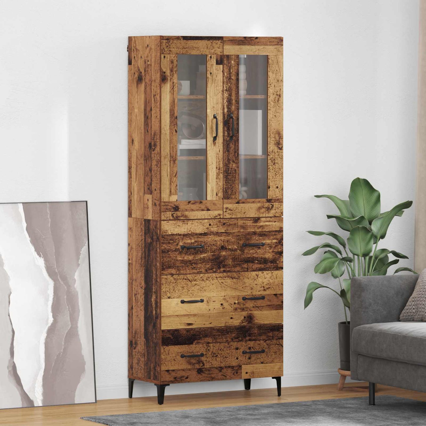 Highboard Gammelt træ 69,5 x 34 x 180 cm Konstrueret træ
