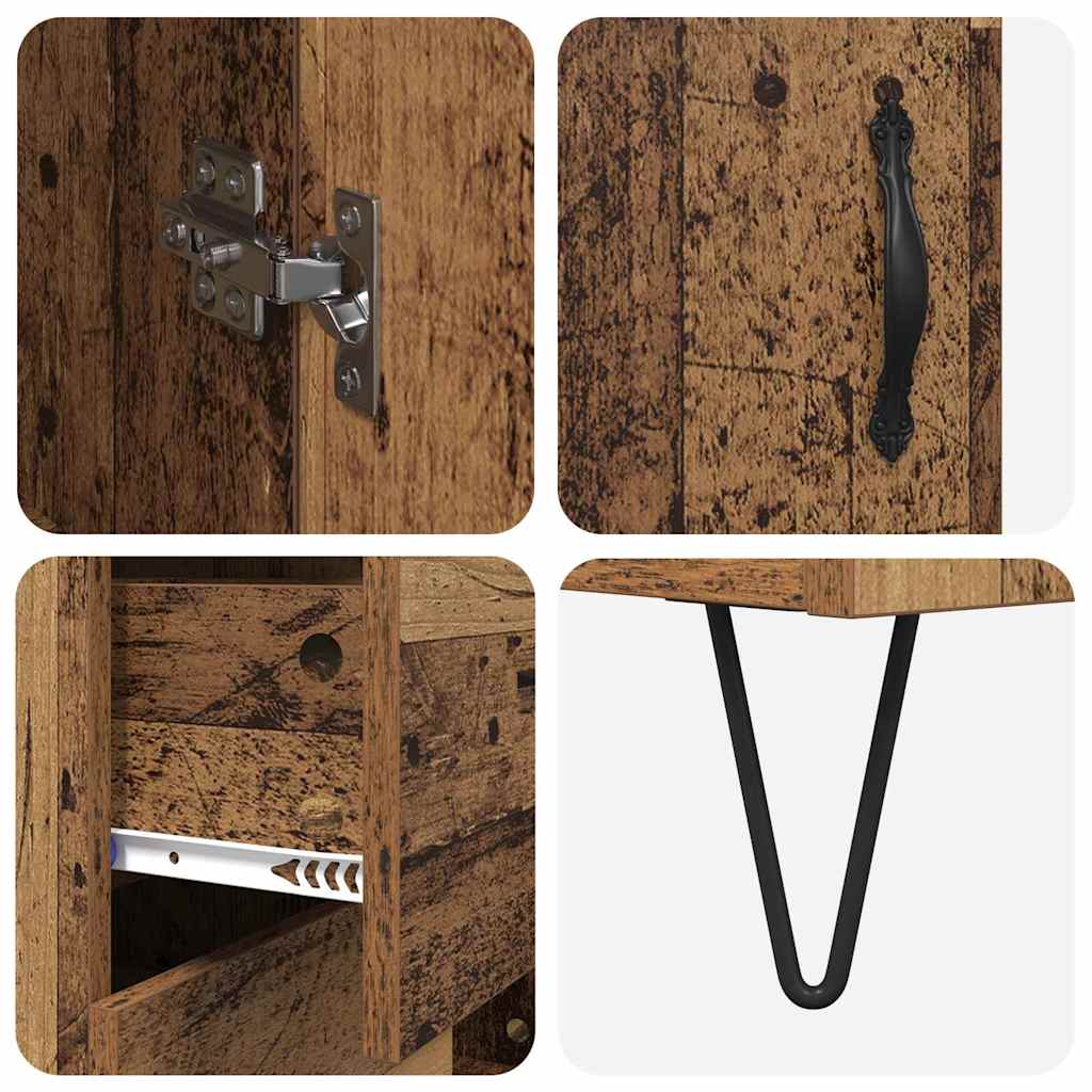 Highboard med skuffe 2 pcs Gammelt træ Konstrueret træ