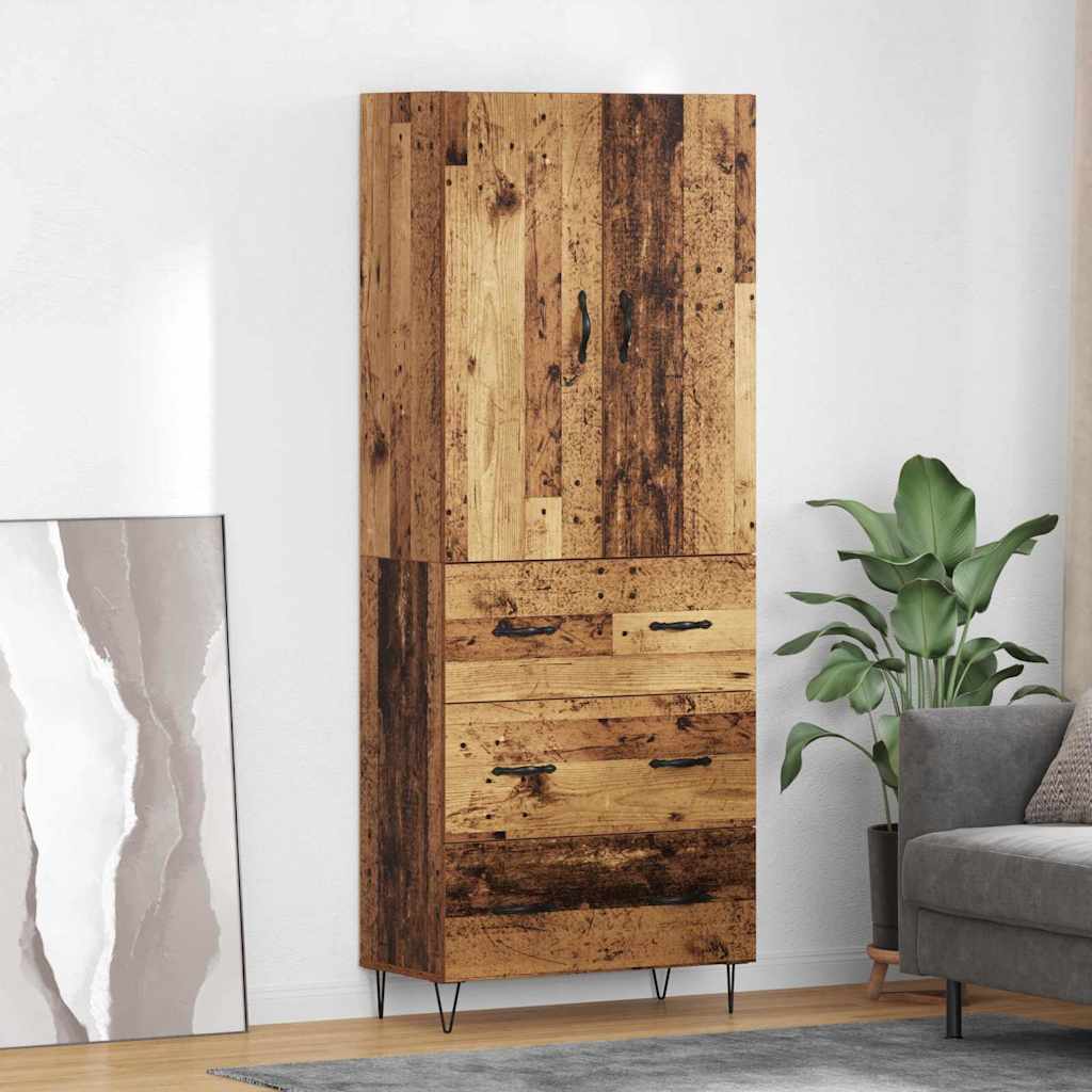 Highboard med skuffe 2 pcs Gammelt træ Konstrueret træ