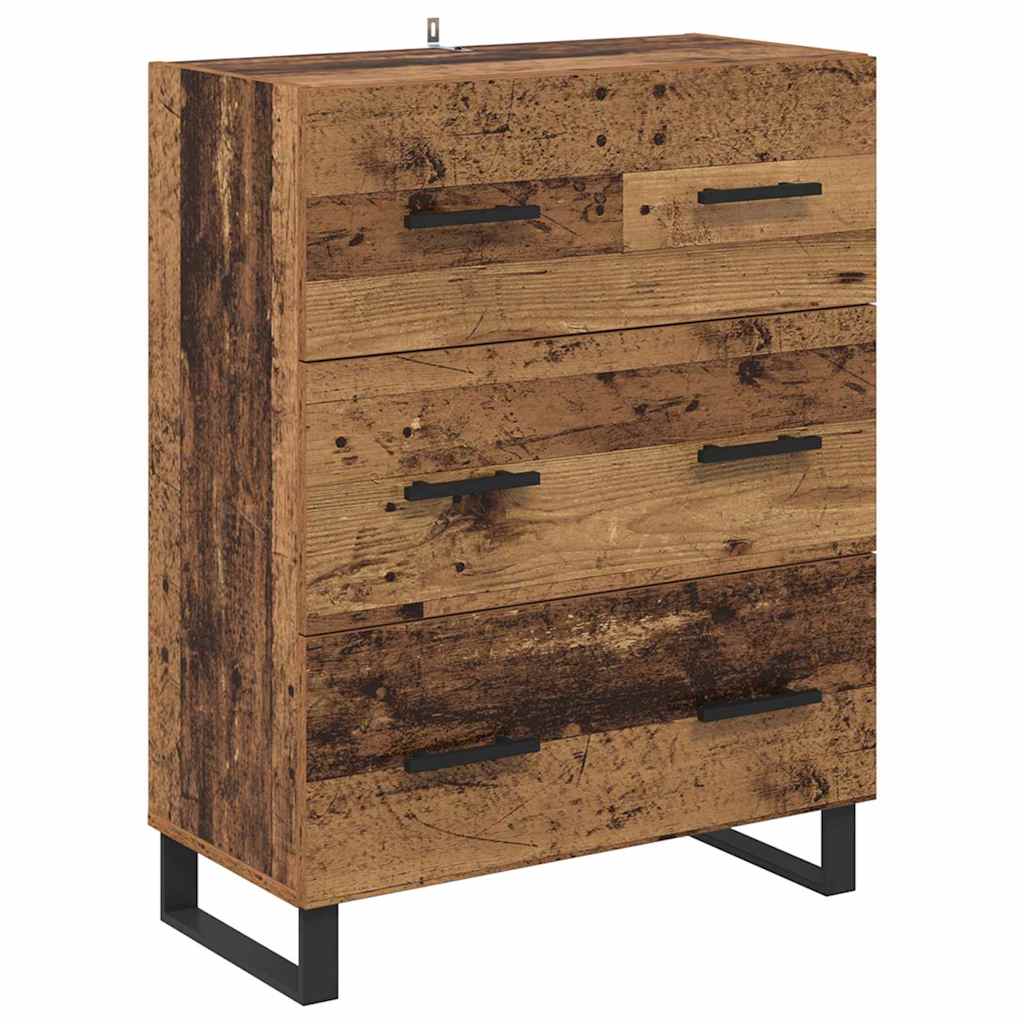 Highboard med skuffe 2 pcs Gammelt træ 69,5 x 34 x 180 cm