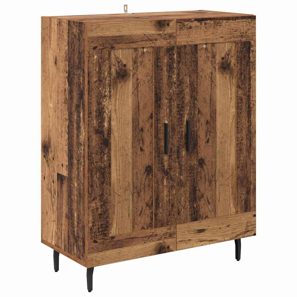 Highboard 2 pcs Gammelt træ Ingeniørtræ og glas